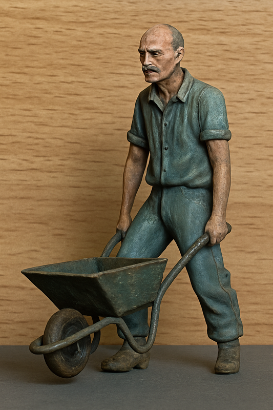 M52 – Man Pushing Wheelbarrow Multi Scale Die-Cast Figure