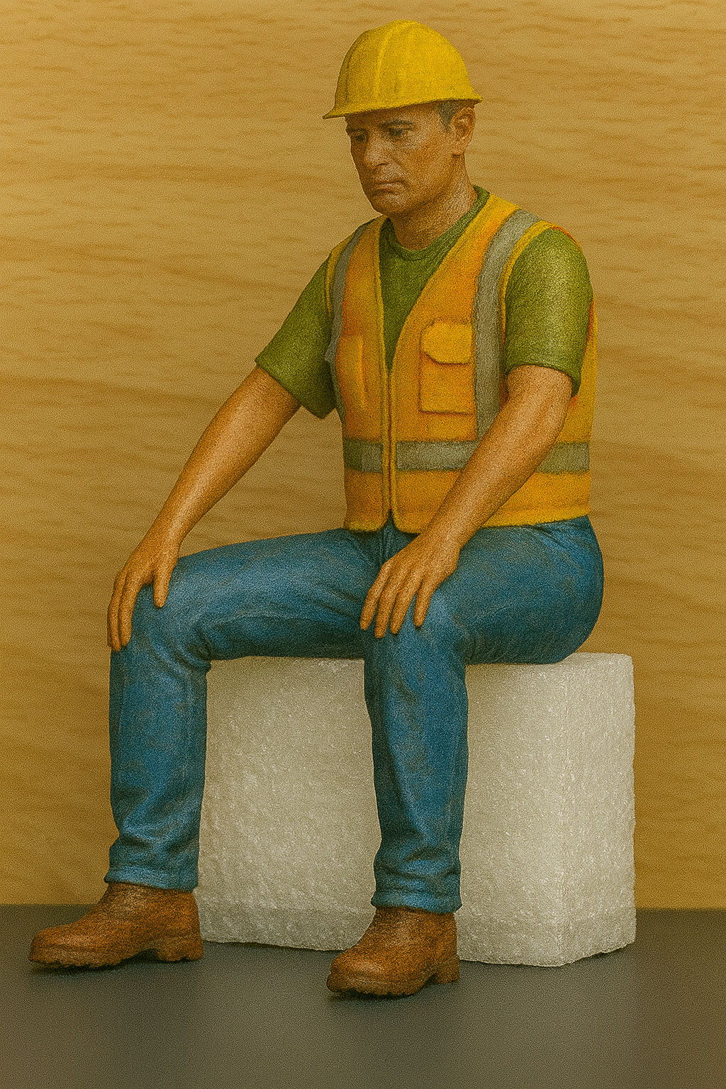 Man in Hard Hat Sitting 1:48 Scale Diorama Figure M69