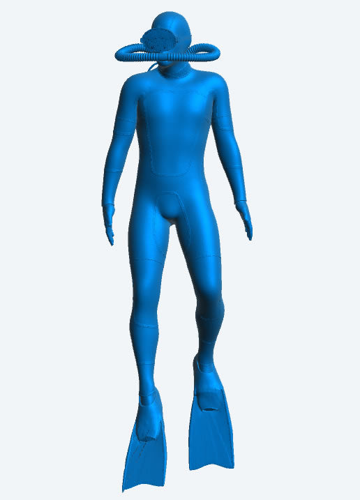 TG101 Multi Scale model Scuba Diver – Swimming with Tank, Wetsuit & Fins