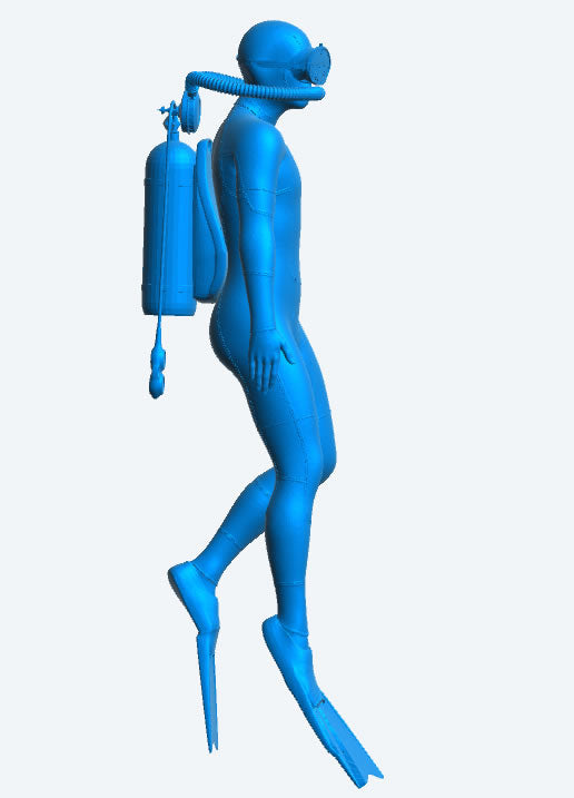TG101 Multi Scale model Scuba Diver – Swimming with Tank, Wetsuit & Fins