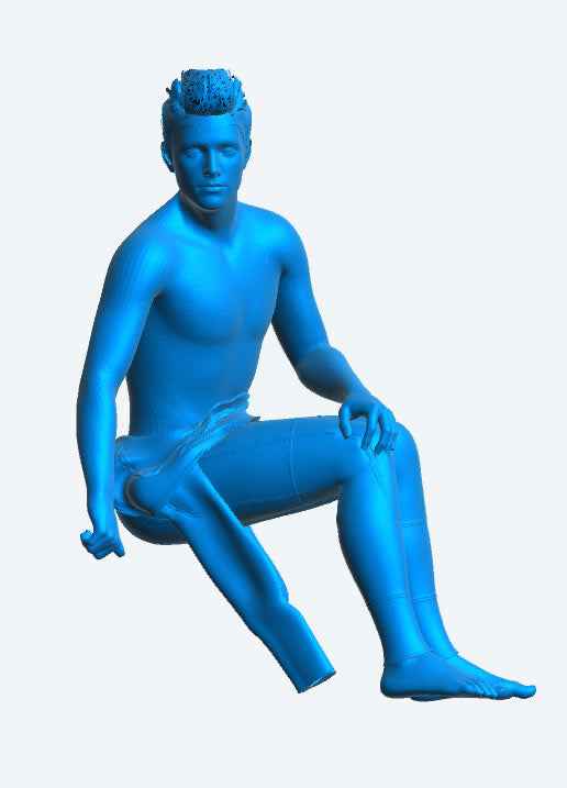 TG102 Scale model Seated Man – Wetsuit Top Unzipped & Removed