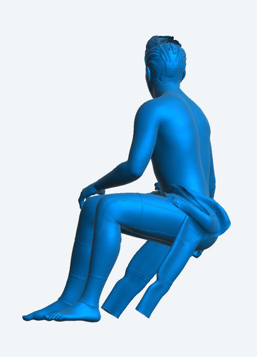 TG102 Scale model Seated Man – Wetsuit Top Unzipped & Removed