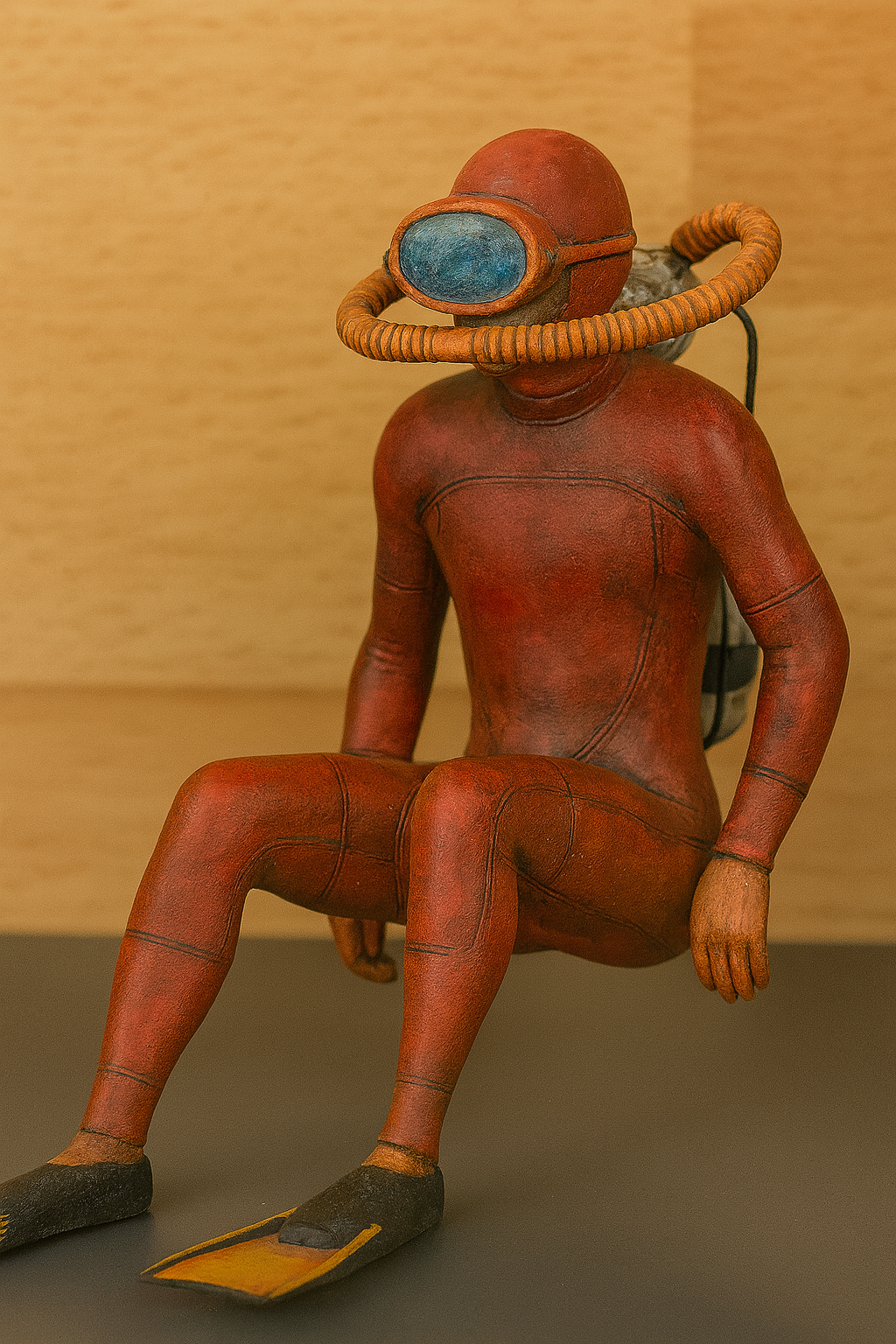 TG104 Model Figure Seated Scuba Diver – Full Wetsuit, Mask On