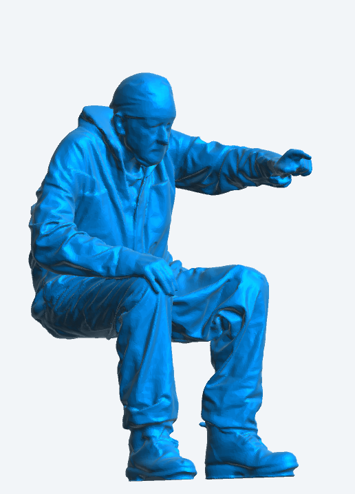 TG49 – Scale Model Ship Crewman Figure – Seated, Pointing, Grumpy Expression