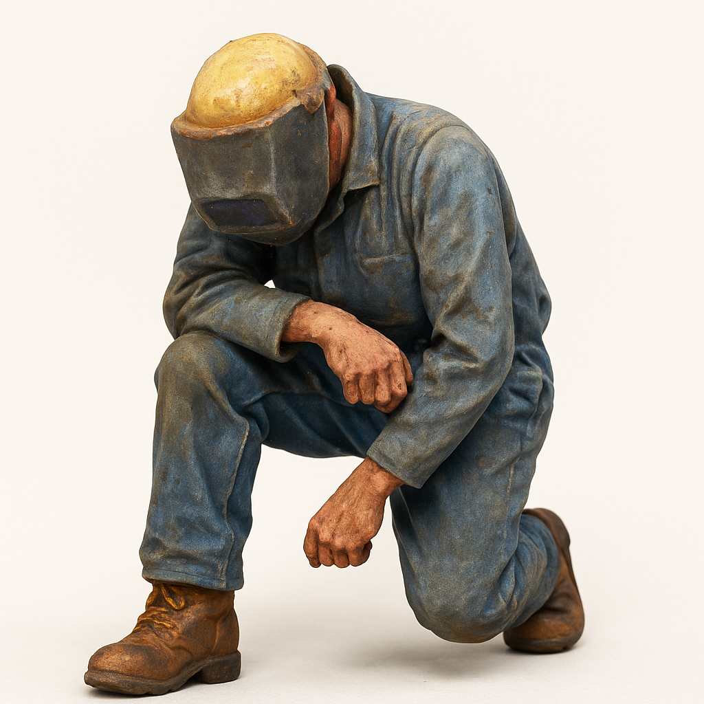 TG51 – Crouching Welder | Multi-Scale Shipyard Crew Figure