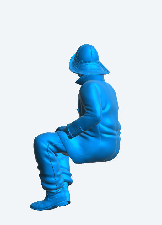 TG66 Seated Sailing Ship Crew Figure – Oilskin Coat, Sou’wester Hat, and Sea Boots