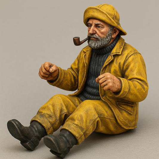 Seated Rowing Whaleboat Crew Figure – Sou’wester, Oilskins TG67