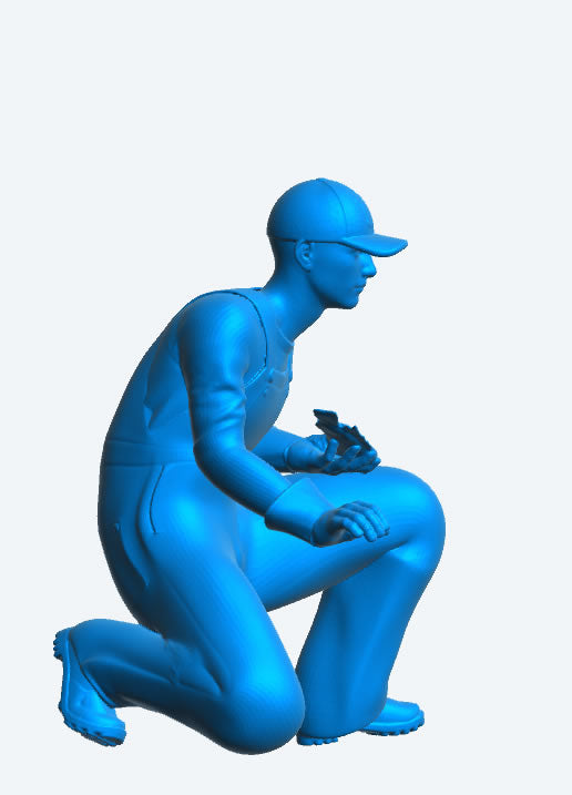 TG71c – Multi-Scale Model Crew Figure Crewman with Fish – Wearing Baseball Cap