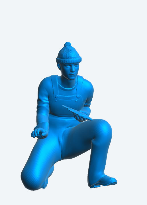 TG71d – 1/24 Multi-Scale Model Kneeling Fishing Boat Crewman with Fish   Knitted Wool Beanie