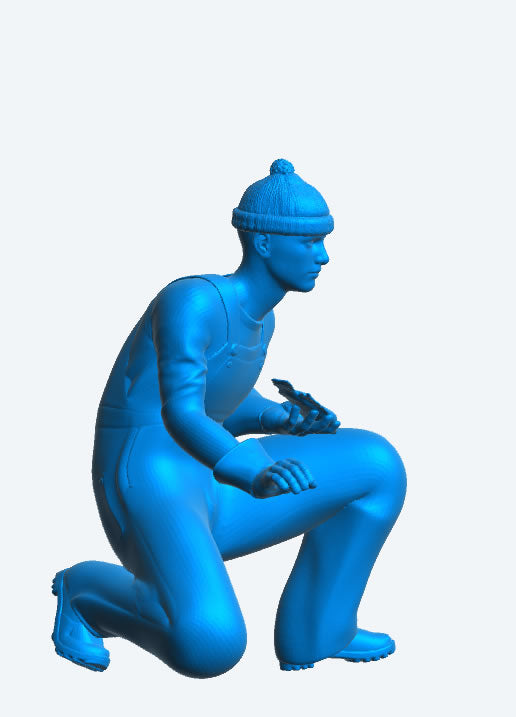 TG71d – 1/24 Multi-Scale Model Kneeling Fishing Boat Crewman with Fish   Knitted Wool Beanie