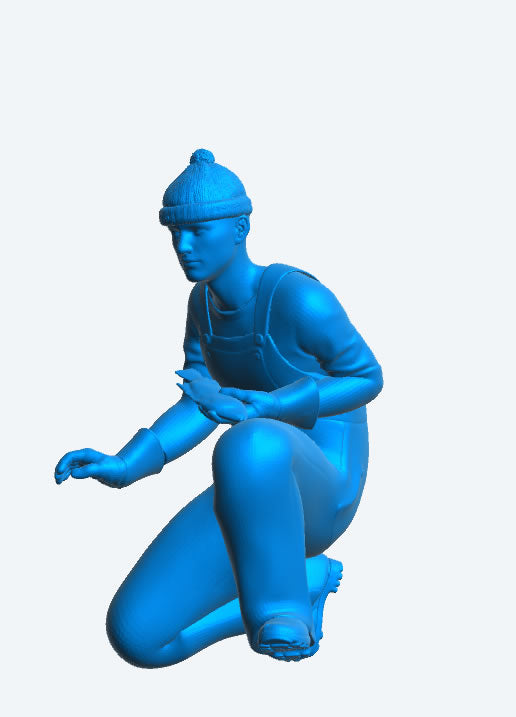 TG71d – 1/24 Multi-Scale Model Kneeling Fishing Boat Crewman with Fish   Knitted Wool Beanie