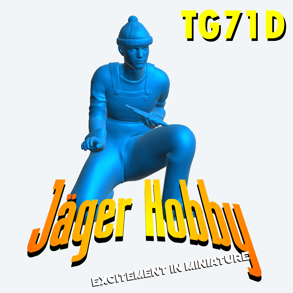 TG71d – 1/24 Multi-Scale Model Kneeling Fishing Boat Crewman with Fish   Knitted Wool Beanie