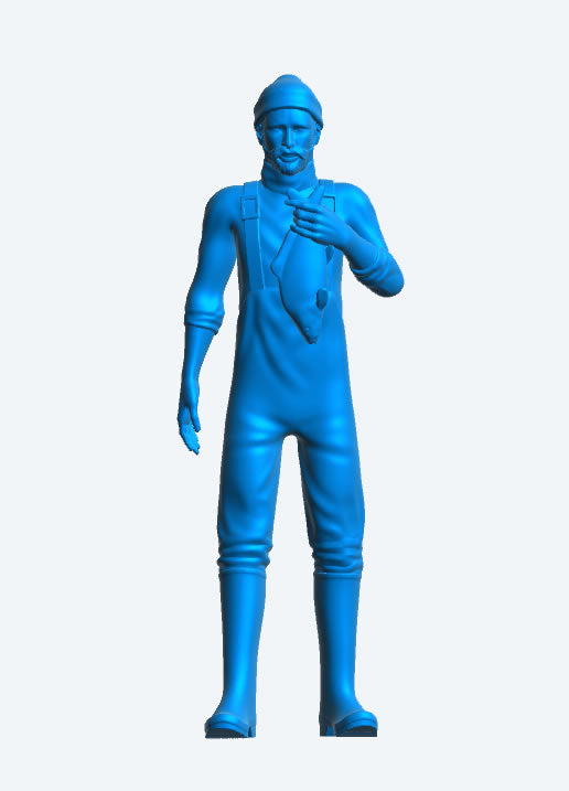 Crew Fisherman Holding Fish Model Figure TG81