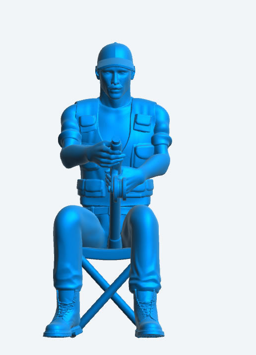 Seated Fisherman with Rod & Folding Stool Scale Model TG82