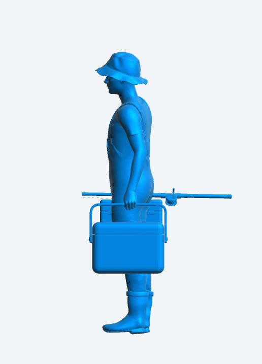 Walking Model Fisherman Carrying Rod & Tackle Box TG86