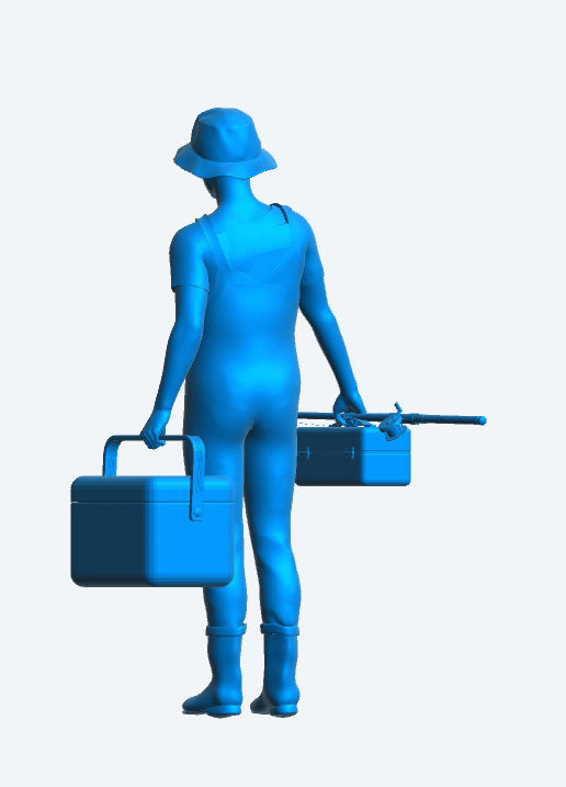 Walking Model Fisherman Carrying Rod & Tackle Box TG86