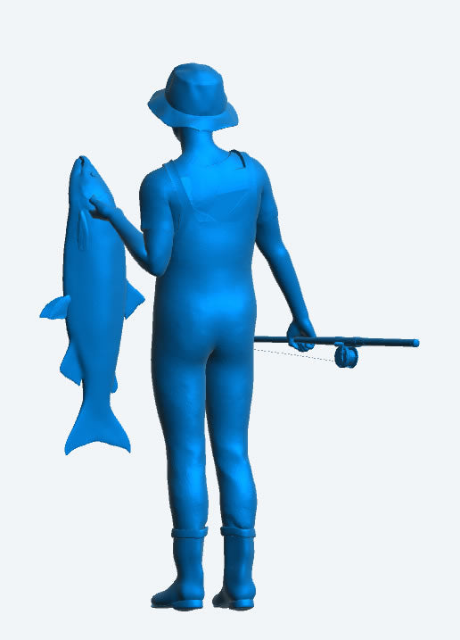 Fisherman Holding Rod and Fish Scale Model Figure TG87