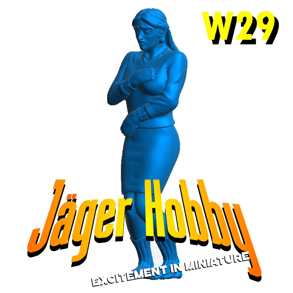 Jager Hobby W29 – Scale Model Figure Older Woman in Pain Gripping Stomach