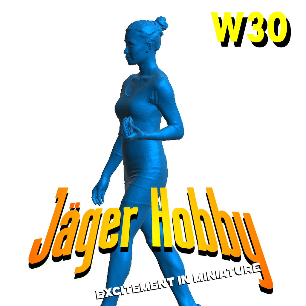 Jager Hobby W30 – 1/48 Scale Model Figure Woman in Slender Dress with Purse Multiple Scales Available