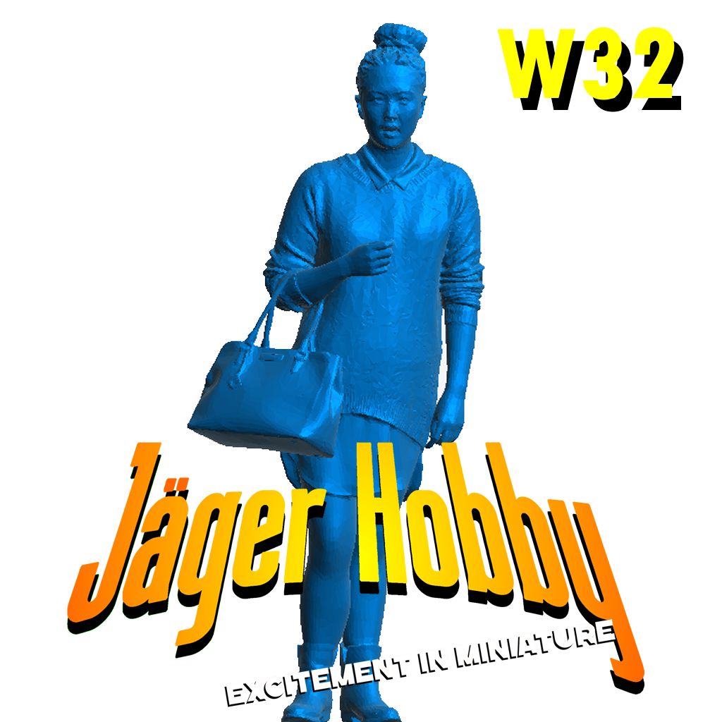 W32 – 1/43 Scale Model Figure Woman with Shopping Bag Walking Confidently Multiple Scale