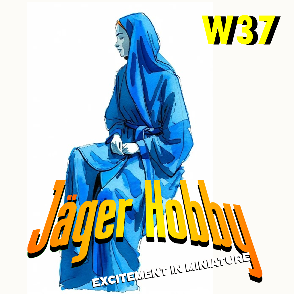 W37 – Seated Muslim Woman in Abaya, Smiling – Model Scale Figure Multiple Scale