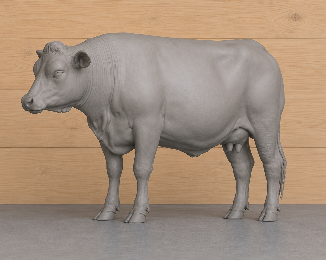 L45D Red Poll Cow – Pose D – Unpainted Scale Model Heritage Cattle