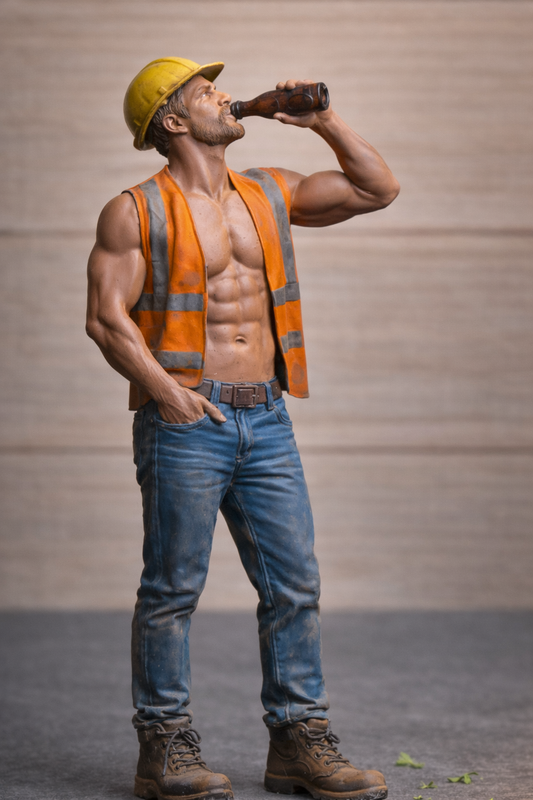 M112 Modern Construction Worker Figure – Site Break Pose Unpainted