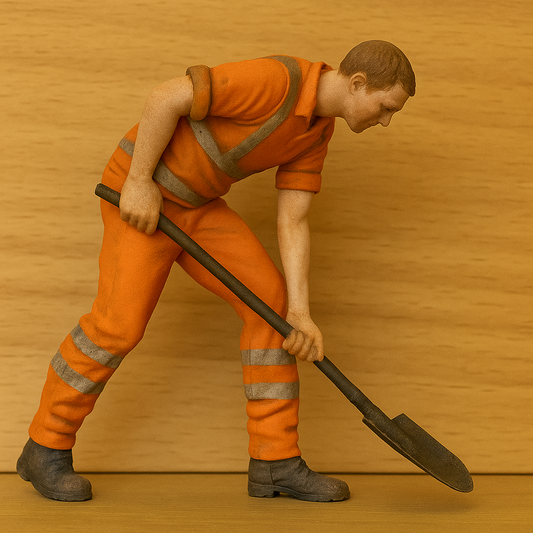 M47 – Male Shovelling Worker Unpainted Scale Railway Diorama Figure