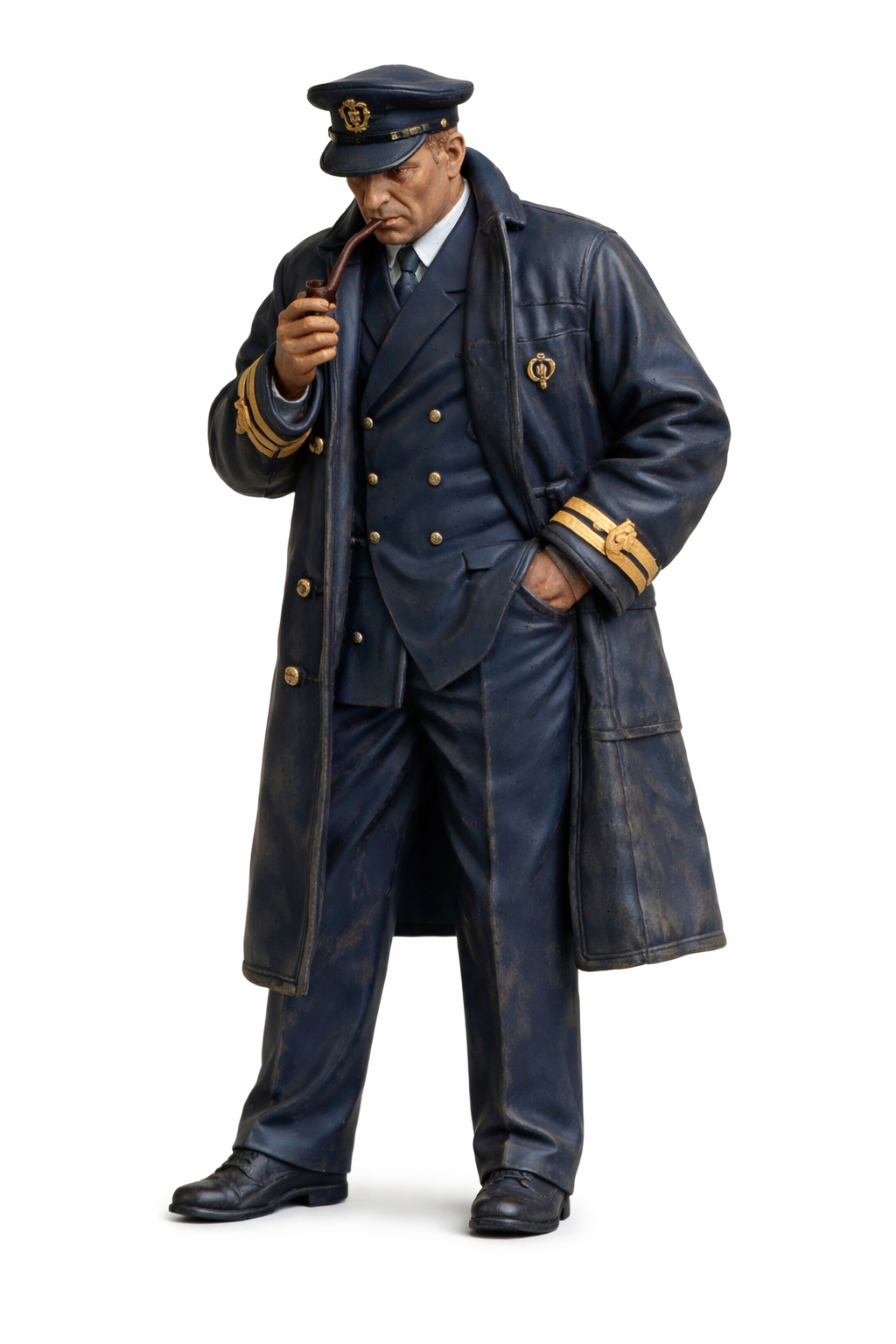 N59 Scale Model Figure – WWII Naval Commander with Pipe Unpainted