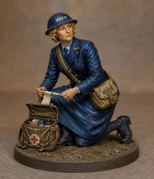 N88  Women's Royal Naval Service Administering First Aid – Unpainted Scale Model Figure