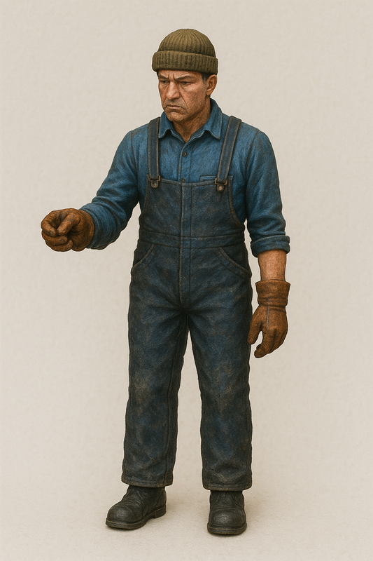 TG27B – Scale Model Fisherman Figure Unpainted Vintage Sail Fishing Boat Crew