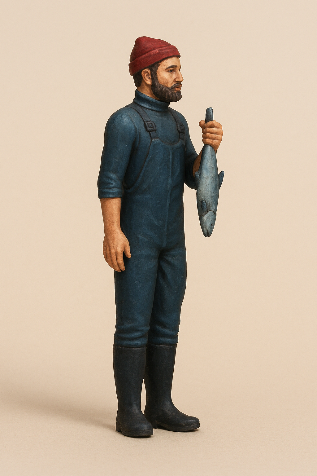 Crew Fisherman Holding Fish Model Figure TG81