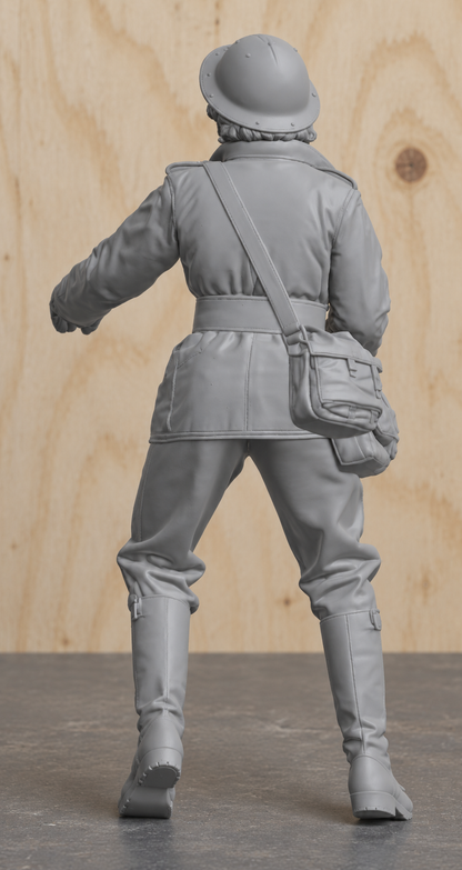 B31 Female Dispatch Rider Figure | Unpainted 1:9 Scale for Italeri Triumph 3HW Displays
