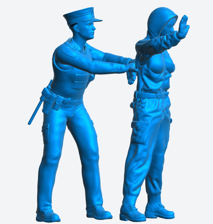 EMS3 European Police Arrest Scene – Unpainted Two-Figure Set (Multi-Scale)