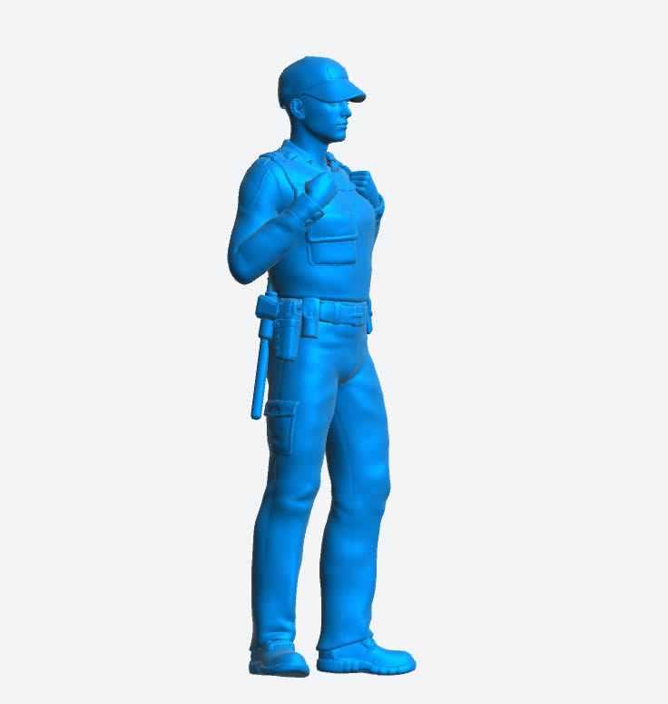 EMS4 Young Police Officer in Soft Cap – Scale Model Figure with Stab Proof Vest, Pouches, and Radio