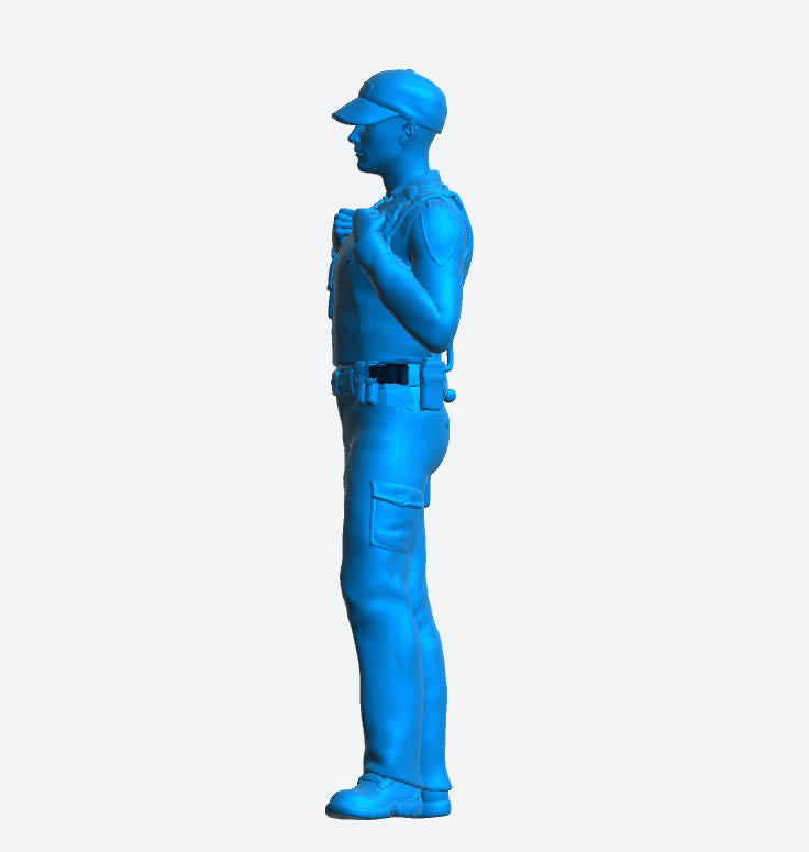 EMS4 Young Police Officer in Soft Cap – Scale Model Figure with Stab Proof Vest, Pouches, and Radio