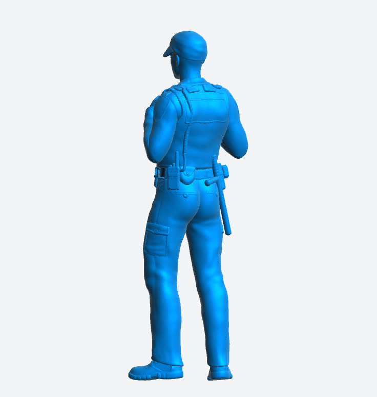 EMS4 Young Police Officer in Soft Cap – Scale Model Figure with Stab Proof Vest, Pouches, and Radio