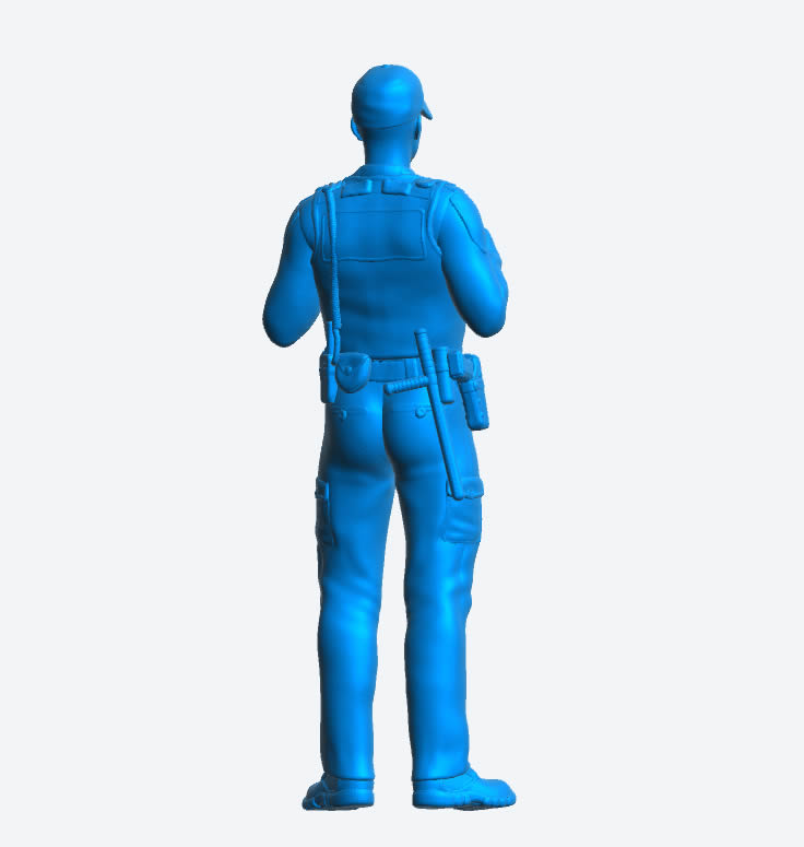 EMS4 Young Police Officer in Soft Cap – Scale Model Figure with Stab Proof Vest, Pouches, and Radio