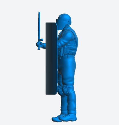 EMS6 – Riot Police Officer Scale Model Figure with Shield and Truncheon