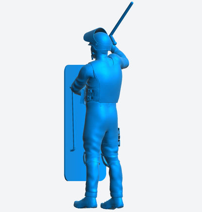 EMS7 – Riot Police Officer Scale Model Figure with Shield and Raised Truncheon