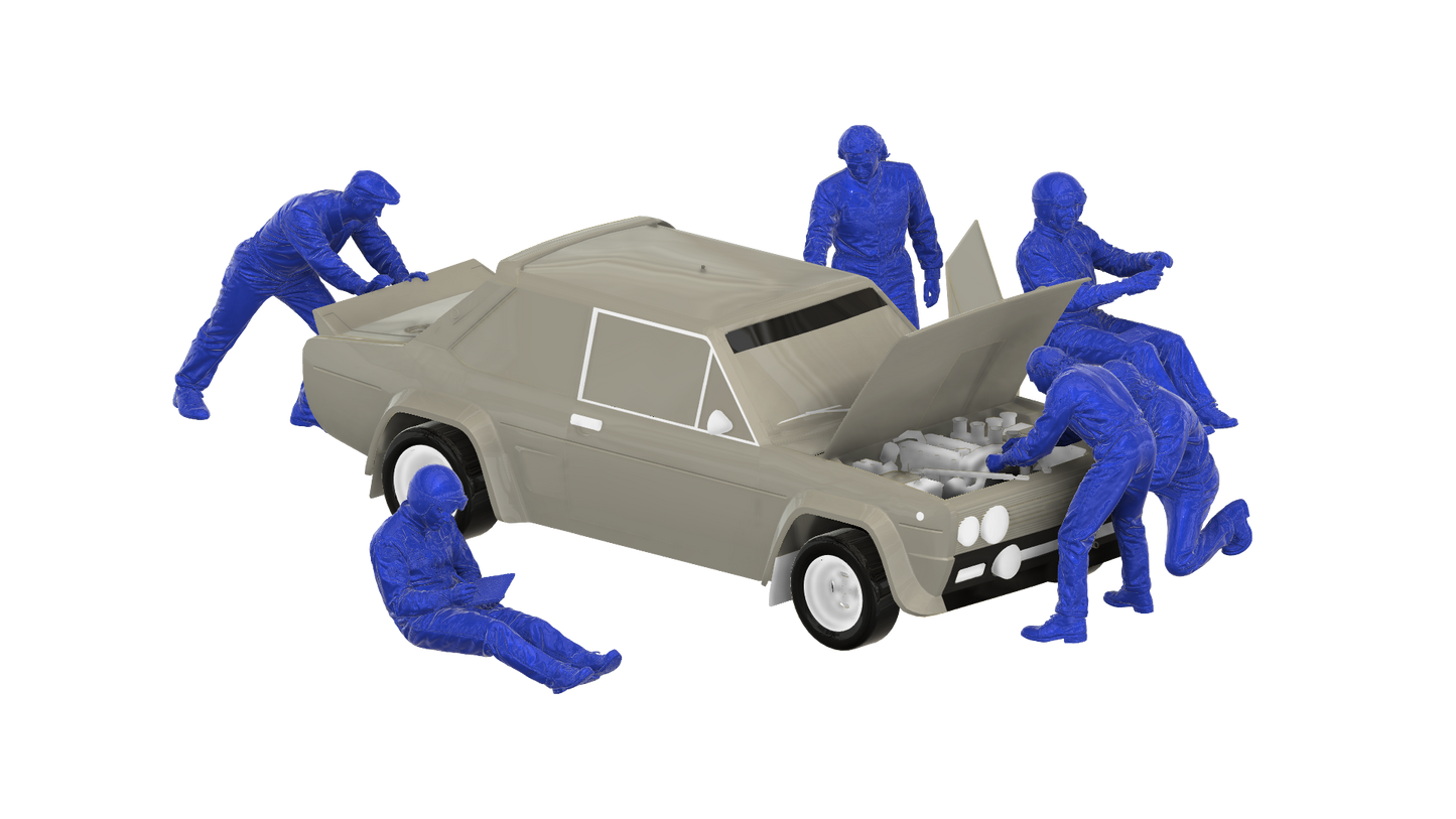C40 Classic Rally Driver – 1970s–1990s Era Seated Driving Pose Unpainted