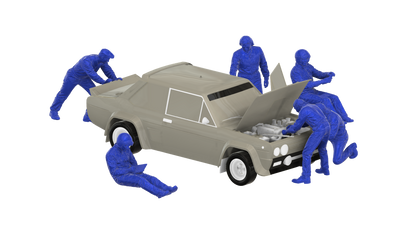 C40 Classic Rally Driver – 1970s–1990s Era Seated Driving Pose Unpainted