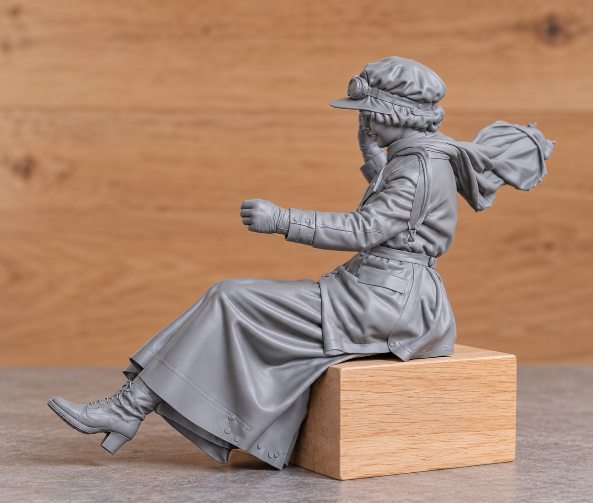 C68 Edwardian Female Driver Figure – Unpainted, Multi-Scale 1/96 to 1/8 Mamod SA1 Roadster