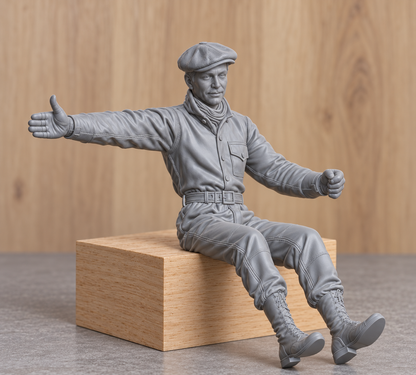 C69 Mamod Roadster  Edwardian Male Driver Signalling – Unpainted, Multi-Scale 1/96 to 1/8 | Jager Hobby