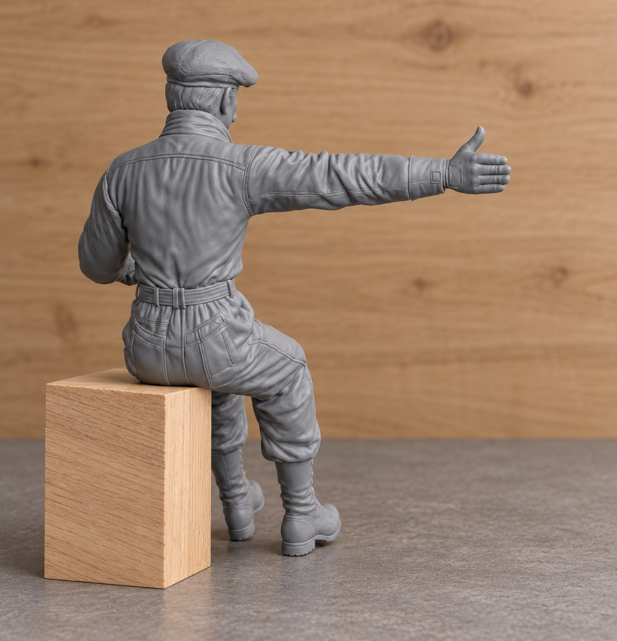 C69 Mamod Roadster  Edwardian Male Driver Signalling – Unpainted, Multi-Scale 1/96 to 1/8 | Jager Hobby
