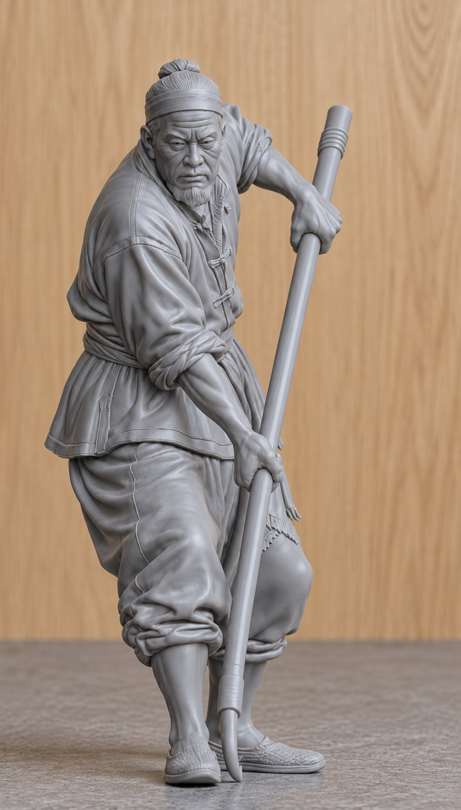 JK3 Chinese Fishing Junk Crew Figure with Boat Hook – Unpainted, Multi-Scale 1/96 to 1/8