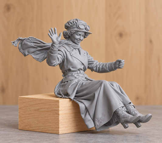 C68 Edwardian Female Driver Figure – Unpainted, Multi-Scale 1/96 to 1/8 Mamod SA1 Roadster