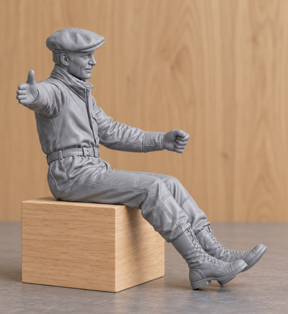 C69 Mamod Roadster  Edwardian Male Driver Signalling – Unpainted, Multi-Scale 1/96 to 1/8 | Jager Hobby