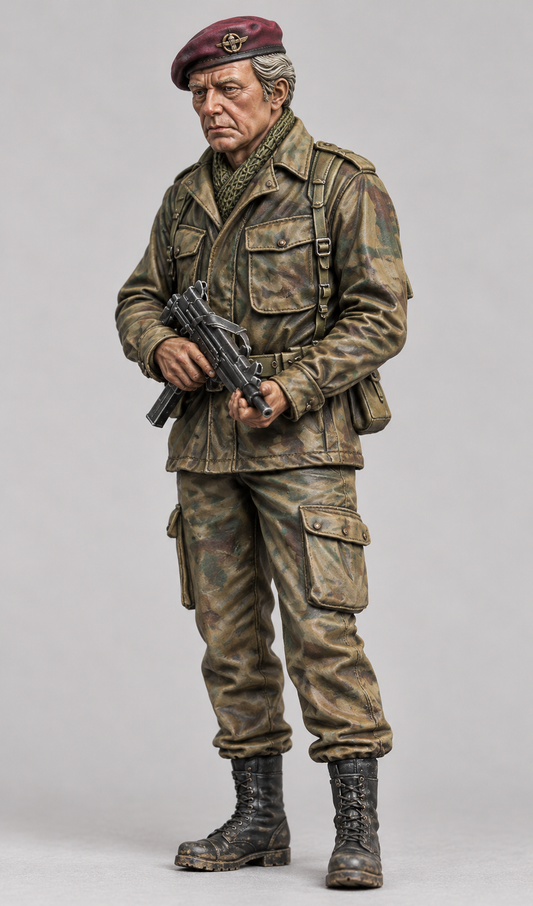 SWG1 Colonel Faulkner Standing with Uzi – The Wild Geese Inspired Unpainted Figure