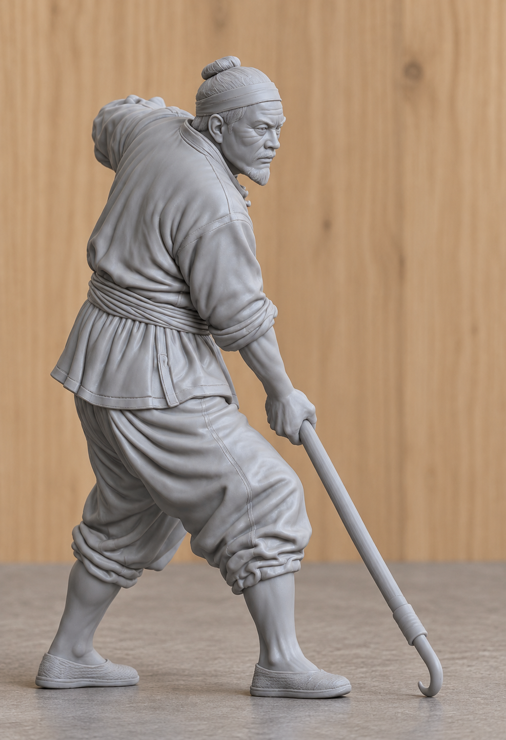 JK3 Chinese Fishing Junk Crew Figure with Boat Hook – Unpainted, Multi-Scale 1/96 to 1/8